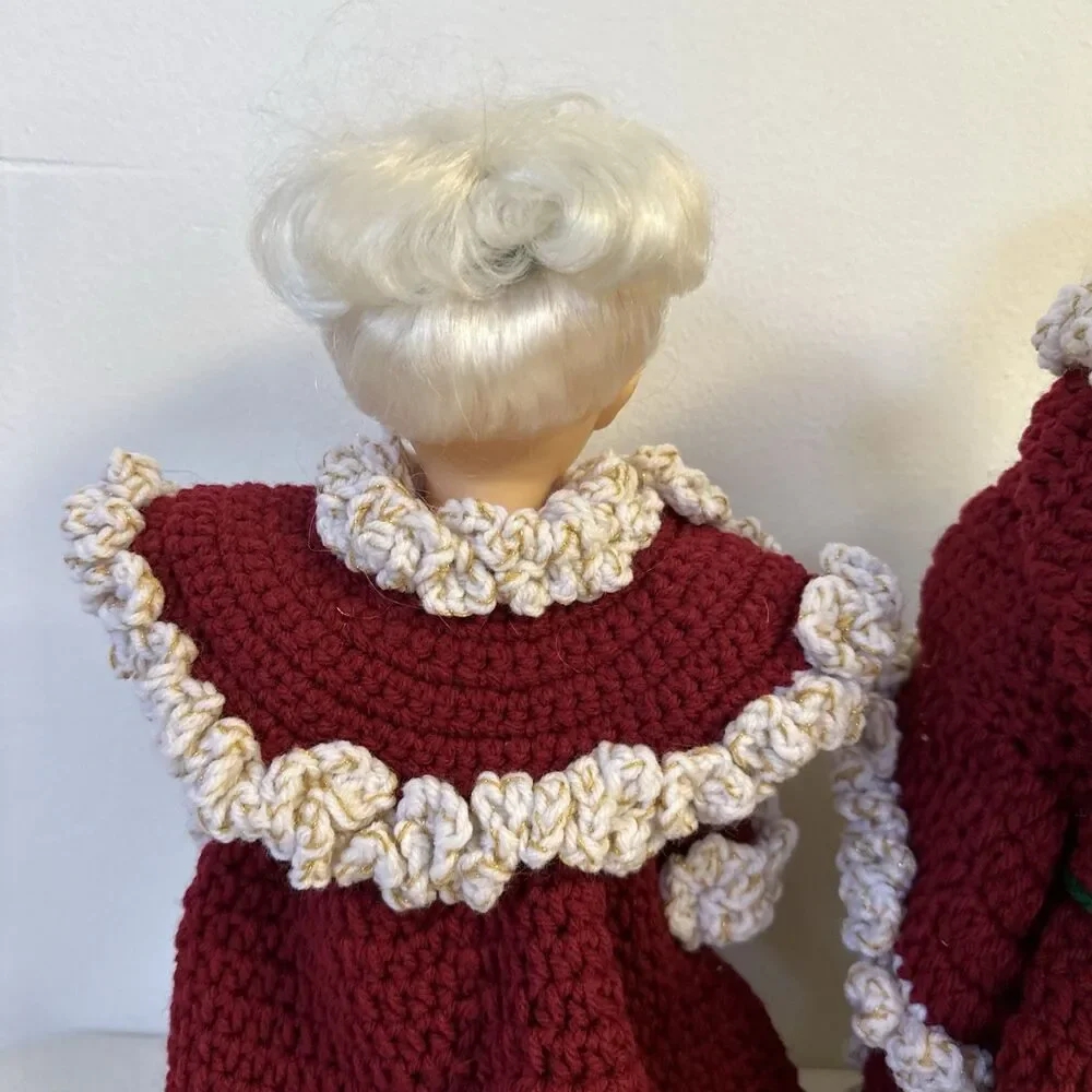 Set Of Santa Mr And Mrs.‎ Claus Standing Christmas Doll Decorations Crochet